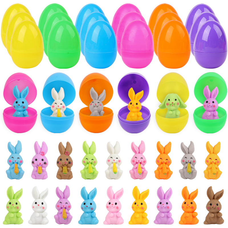 Party Games Easter For Kids - 24 œufs de Pâques avec figurine